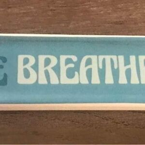 Hippie ceramic incense holder blue “Breathe, breathe, breathe” never used